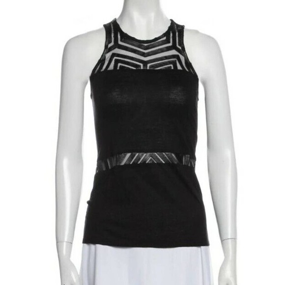 Alexis Black Mesh Combo Sheer Tank Top Blouse Sz XS Sleeveless (j - Picture 1 of 5